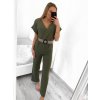 Overal dlouhý s páskem krátký rukáv dámský (S/M ONE SIZE) ITALSKÁ MÓDA IMWB23200/DU (Velikost S/M/L, Barva béžová)
