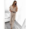Overal dlouhý s páskem krátký rukáv dámský (S/M ONE SIZE) ITALSKÁ MÓDA IMWB23200/DU (Velikost S/M/L, Barva béžová)