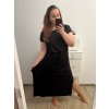 Šaty dlouhé letní krátký rukáv dámské nadrozměr (XL/2XL/3XL/4XL ONE SIZE) ITALSKá MóDA IM423FOGGIA/DU (Velikost 3XL/4XL, Barva Černá)