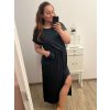 Šaty dlouhé letní krátký rukáv dámské nadrozměr (XL/2XL/3XL/4XL ONE SIZE) ITALSKá MóDA IM423FOGGIA/DU (Velikost 3XL/4XL, Barva Černá)