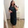 Šaty dlouhé letní krátký rukáv dámské nadrozměr (XL/2XL/3XL/4XL ONE SIZE) ITALSKá MóDA IM423FOGGIA/DU (Velikost 3XL/4XL, Barva Černá)
