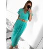 Šaty dlouhé letní s páskem krátký rukáv dámské (S/M ONE SIZE) ITALSKÁ MÓDA IMW235904/DU (Velikost S/M/L, Barva béžová)