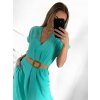 Šaty dlouhé letní s páskem krátký rukáv dámské (S/M ONE SIZE) ITALSKÁ MÓDA IMW235904/DU (Velikost S/M/L, Barva béžová)