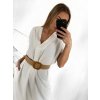 Šaty dlouhé letní s páskem krátký rukáv dámské (S/M ONE SIZE) ITALSKÁ MÓDA IMW235904/DU (Velikost S/M/L, Barva béžová)
