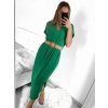 Šaty dlouhé letní s páskem krátký rukáv dámské (S/M ONE SIZE) ITALSKÁ MÓDA IMW235904/DU (Velikost S/M/L, Barva béžová)