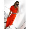Šaty dlouhé letní s páskem krátký rukáv dámské (S/M ONE SIZE) ITALSKÁ MÓDA IMW235904/DU (Velikost S/M/L, Barva béžová)