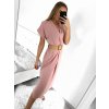 Šaty dlouhé letní s páskem krátký rukáv dámské (S/M ONE SIZE) ITALSKÁ MÓDA IMW235904/DU (Velikost S/M/L, Barva béžová)