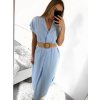 Šaty dlouhé letní s páskem krátký rukáv dámské (S/M ONE SIZE) ITALSKÁ MÓDA IMW235904/DU (Velikost S/M/L, Barva béžová)