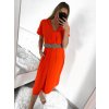 Šaty dlouhé letní s páskem krátký rukáv dámské (S/M ONE SIZE) ITALSKÁ MÓDA IMW235904/DU (Velikost S/M/L, Barva béžová)