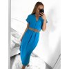 Šaty dlouhé letní s páskem krátký rukáv dámské (S/M ONE SIZE) ITALSKÁ MÓDA IMW235904/DU (Velikost S/M/L, Barva béžová)