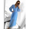 Šaty dlouhé elegantní skládáné šifonové s páskem dlouhý rukáv dámské (S/M ONE SIZE) ITALSKÁ MÓDA IMWGB231009/DU (Velikost S/M/L, Barva béžová)