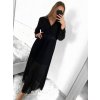 Šaty dlouhé elegantní skládáné šifonové s páskem dlouhý rukáv dámské (S/M ONE SIZE) ITALSKÁ MÓDA IMWGB231009/DU (Velikost S/M/L, Barva béžová)
