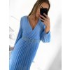 Šaty dlouhé elegantní skládáné šifonové s páskem dlouhý rukáv dámské (S/M ONE SIZE) ITALSKÁ MÓDA IMWGB231009/DU (Velikost S/M/L, Barva béžová)
