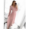 Šaty dlouhé elegantní skládáné šifonové s páskem dlouhý rukáv dámské (S/M ONE SIZE) ITALSKÁ MÓDA IMWGB231009/DU