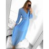 Šaty dlouhé elegantní skládáné šifonové s páskem dlouhý rukáv dámské (S/M ONE SIZE) ITALSKÁ MÓDA IMWGB231009/DU (Velikost S/M/L, Barva béžová)