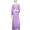 Šaty dlouhé elegantní skládáné šifonové s páskem dlouhý rukáv dámské (S/M ONE SIZE) ITALSKÁ MÓDA IMWGB231009/DU (Velikost S/M/L, Barva béžová)