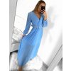 Šaty dlouhé elegantní skládáné šifonové s páskem dlouhý rukáv dámské (S/M ONE SIZE) ITALSKÁ MÓDA IMWGB231009/DU (Velikost S/M/L, Barva béžová)