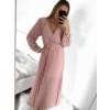 Šaty dlouhé elegantní skládáné šifonové s páskem dlouhý rukáv dámské (S/M ONE SIZE) ITALSKÁ MÓDA IMWGB231009/DU (Velikost S/M/L, Barva béžová)