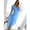 Šaty dlouhé elegantní skládáné šifonové s páskem dlouhý rukáv dámské (S/M ONE SIZE) ITALSKÁ MÓDA IMWGB231009/DU (Velikost S/M/L, Barva béžová)