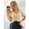 Tunika oversize krátký rukáv dámská  (L/XL/2XL ONE SIZE) ITALSKÁ MÓDA IMD22346/DR (Velikost L/XL, Barva bílá)
