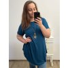 Tunika s příveškem krátký rukáv dámská nadrozměr (2XL/3XL/4XL ONE SIZE) ITALSKÁ MÓDA IMC23020/DU (Velikost 3XL/4XL, Barva Černá)