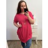 Tunika s příveškem krátký rukáv dámská nadrozměr (2XL/3XL/4XL ONE SIZE) ITALSKÁ MÓDA IMC23020/DU (Velikost 3XL/4XL, Barva Černá)