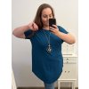 Tunika s příveškem krátký rukáv dámská nadrozměr (2XL/3XL/4XL ONE SIZE) ITALSKÁ MÓDA IMC23020/DU (Velikost 3XL/4XL, Barva Černá)