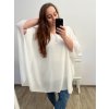 Tunika oversize krátký rukáv dámská nadrozměr (XL/2XL/3XL/4XL ONE SIZE) ITALSKÁ MÓDA IMBM23FATI/DU (Velikost 2XL/3XL, Barva bílá)