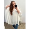 Tunika oversize krátký rukáv dámská nadrozměr (XL/2XL/3XL/4XL ONE SIZE) ITALSKÁ MÓDA IMBM23FATI/DU (Velikost 2XL/3XL, Barva bílá)
