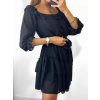 Šaty carmen šifon letní 3/4 dlouhý rukáv dámské (S/M ONE SIZE) ITALSKÁ MÓDA IMW230931/DU (Velikost S/M/L, Barva Černá)