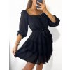 Šaty carmen šifon letní 3/4 dlouhý rukáv dámské (S/M ONE SIZE) ITALSKÁ MÓDA IMW230931/DU (Velikost S/M/L, Barva Černá)