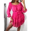 Šaty carmen šifon letní 3/4 dlouhý rukáv dámské (S/M ONE SIZE) ITALSKÁ MÓDA IMW230931/DU (Velikost S/M/L, Barva Černá)