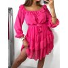 Šaty carmen šifon letní 3/4 dlouhý rukáv dámské (S/M ONE SIZE) ITALSKÁ MÓDA IMW230931/DU (Velikost S/M/L, Barva Černá)