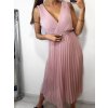 Šaty elegantní se skládanou sukní bez rukávu dámské (S/M ONE SIZE) ITALSKá MóDA IM42359100/DU (Velikost S/M/L, Barva béžová)