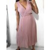Šaty elegantní se skládanou sukní bez rukávu dámské (S/M ONE SIZE) ITALSKá MóDA IM42359100/DU (Velikost S/M/L, Barva béžová)
