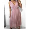 Šaty elegantní se skládanou sukní bez rukávu dámské (S/M ONE SIZE) ITALSKá MóDA IM42359100/DU (Velikost S/M/L, Barva béžová)