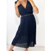 Šaty elegantní se skládanou sukní bez rukávu dámské (S/M ONE SIZE) ITALSKá MóDA IM42359100/DU (Velikost S/M/L, Barva béžová)