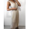 Šaty elegantní se skládanou sukní bez rukávu dámské (S/M ONE SIZE) ITALSKá MóDA IM42359100/DU (Velikost S/M/L, Barva béžová)