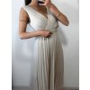 Šaty elegantní se skládanou sukní bez rukávu dámské (S/M ONE SIZE) ITALSKá MóDA IM42359100/DU (Velikost S/M/L, Barva béžová)