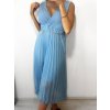 Šaty elegantní se skládanou sukní bez rukávu dámské (S/M ONE SIZE) ITALSKá MóDA IM42359100/DU (Velikost S/M/L, Barva béžová)