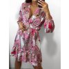 Šaty letní s páskem dlouhý rukáv dámské (S/M ONE SIZE) ITALSKÁ MÓDA IMWKK231132/DU (Velikost S/M/L, Barva růžová)