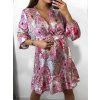 Šaty letní s páskem dlouhý rukáv dámské (S/M ONE SIZE) ITALSKÁ MÓDA IMWKK231132/DU (Velikost S/M/L, Barva růžová)