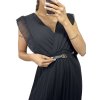 Šaty skládané s páskem bez rukávu dámské (S/M ONE SIZE) ITALSKá MóDA IM423074/DU