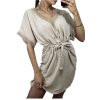 Šaty letní krátký rukáv dámské (S/M ONE SIZE) ITALSKÁ MÓDA IMWB23143/DU (Velikost S/M/L, Barva béžová)