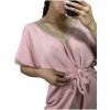 Šaty letní krátký rukáv dámské (S/M ONE SIZE) ITALSKÁ MÓDA IMWB23143/DU (Velikost S/M/L, Barva béžová)