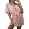 Šaty letní krátký rukáv dámské (S/M ONE SIZE) ITALSKÁ MÓDA IMWB23143/DU (Velikost S/M/L, Barva béžová)