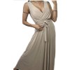 Šaty dlouhé společenské na ramínka dámské (S/M ONE SIZE) ITALSKÁ MÓDA IMM235602/DU (Velikost S/M/L, Barva béžová)