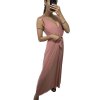 Šaty dlouhé společenské na ramínka dámské (S/M ONE SIZE) ITALSKÁ MÓDA IMM235602/DU (Velikost S/M/L, Barva béžová)