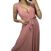 Šaty dlouhé společenské na ramínka dámské (S/M ONE SIZE) ITALSKÁ MÓDA IMM235602/DU (Velikost S/M/L, Barva béžová)