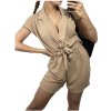 Overal letní krátký rukáv dámský (S/M ONE SIZE) ITALSKÁ MÓDA IMWB236490/DU (Velikost S/M/L, Barva béžová)